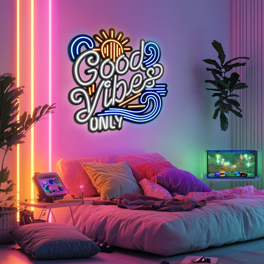 Good Vibes Only Metal Neon Wall Art - LN0086 - Seed to Sewn