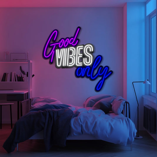Good Vibes Only Metal Neon Wall Art - LN0231 - Seed to Sewn