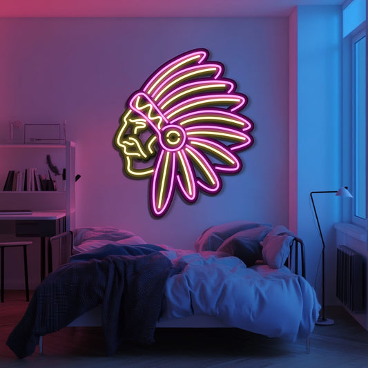 Indian Metal Apache Neon Wall Art - LN0195 - Seed to Sewn
