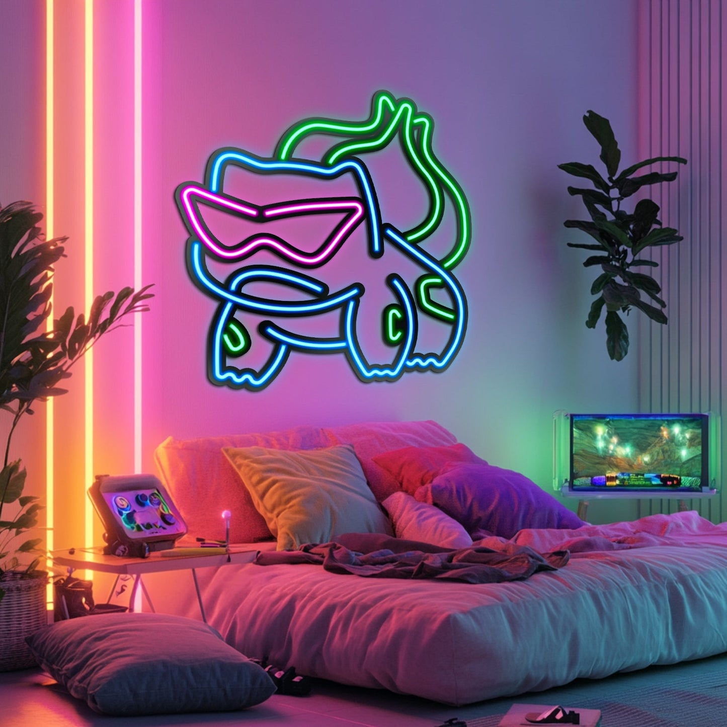 Bulbasaur Metal Neon Wall Art - LN0048 - Seed to Sewn