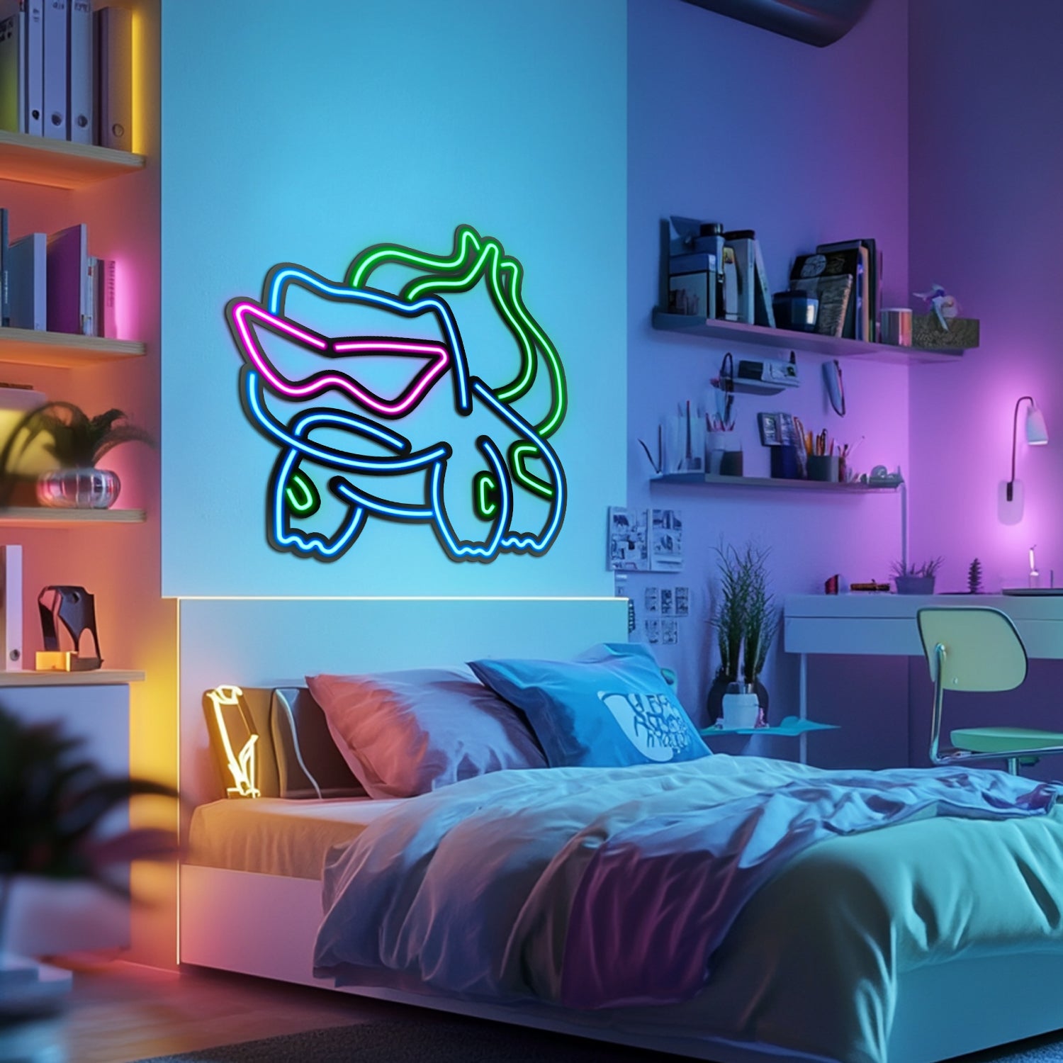 Bulbasaur Metal Neon Wall Art - LN0048 - Seed to Sewn
