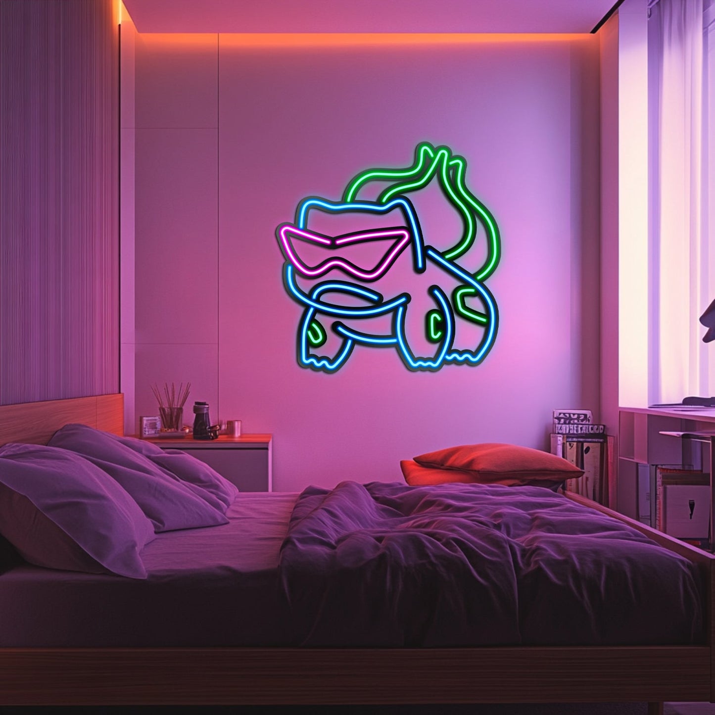 Bulbasaur Metal Neon Wall Art - LN0048 - Seed to Sewn